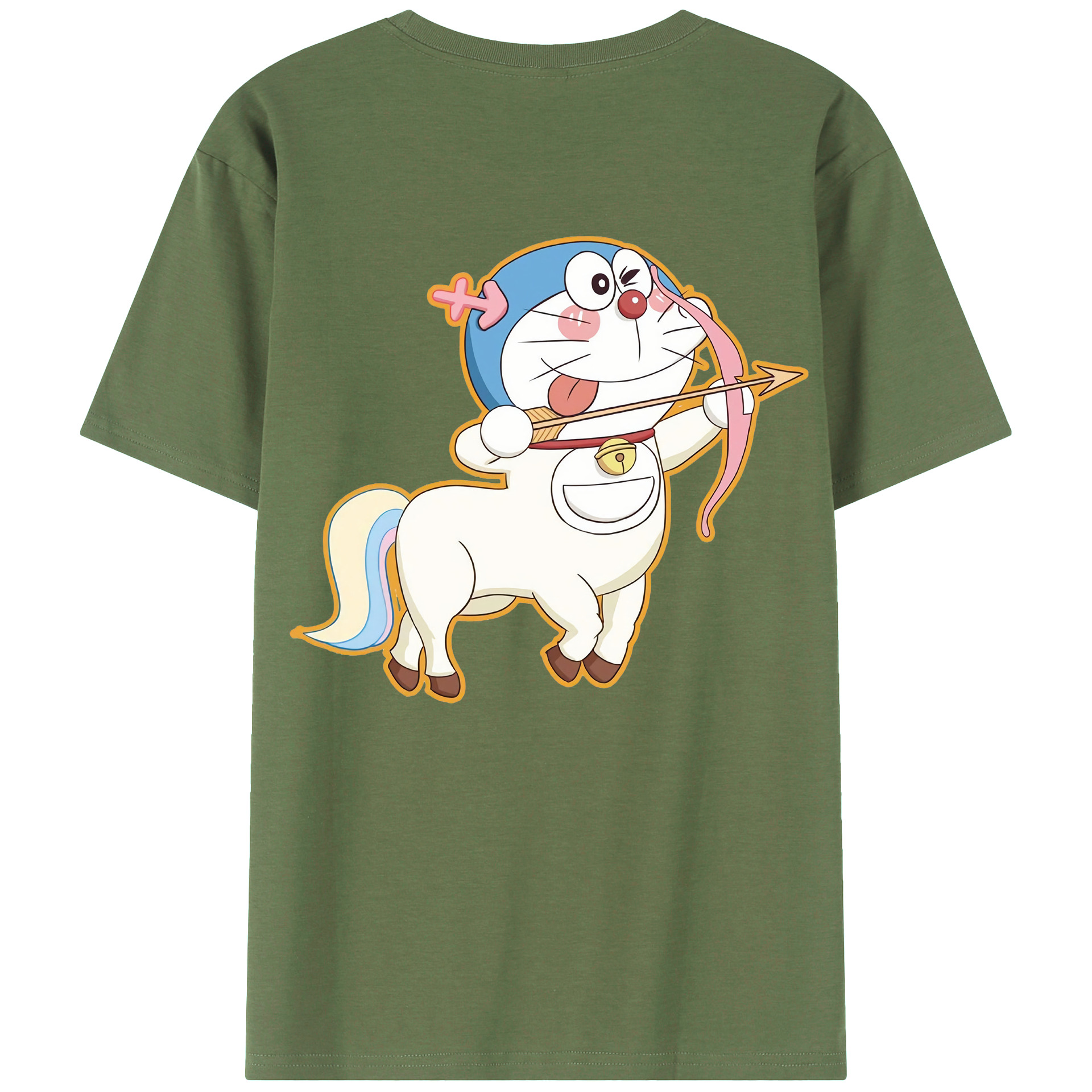 （画像用） ドラえもん Doraemon 綿100％ メンズ半袖Tシャツ（バックプリント） 通気性